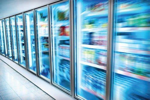 commercial fridges with hazy blue view